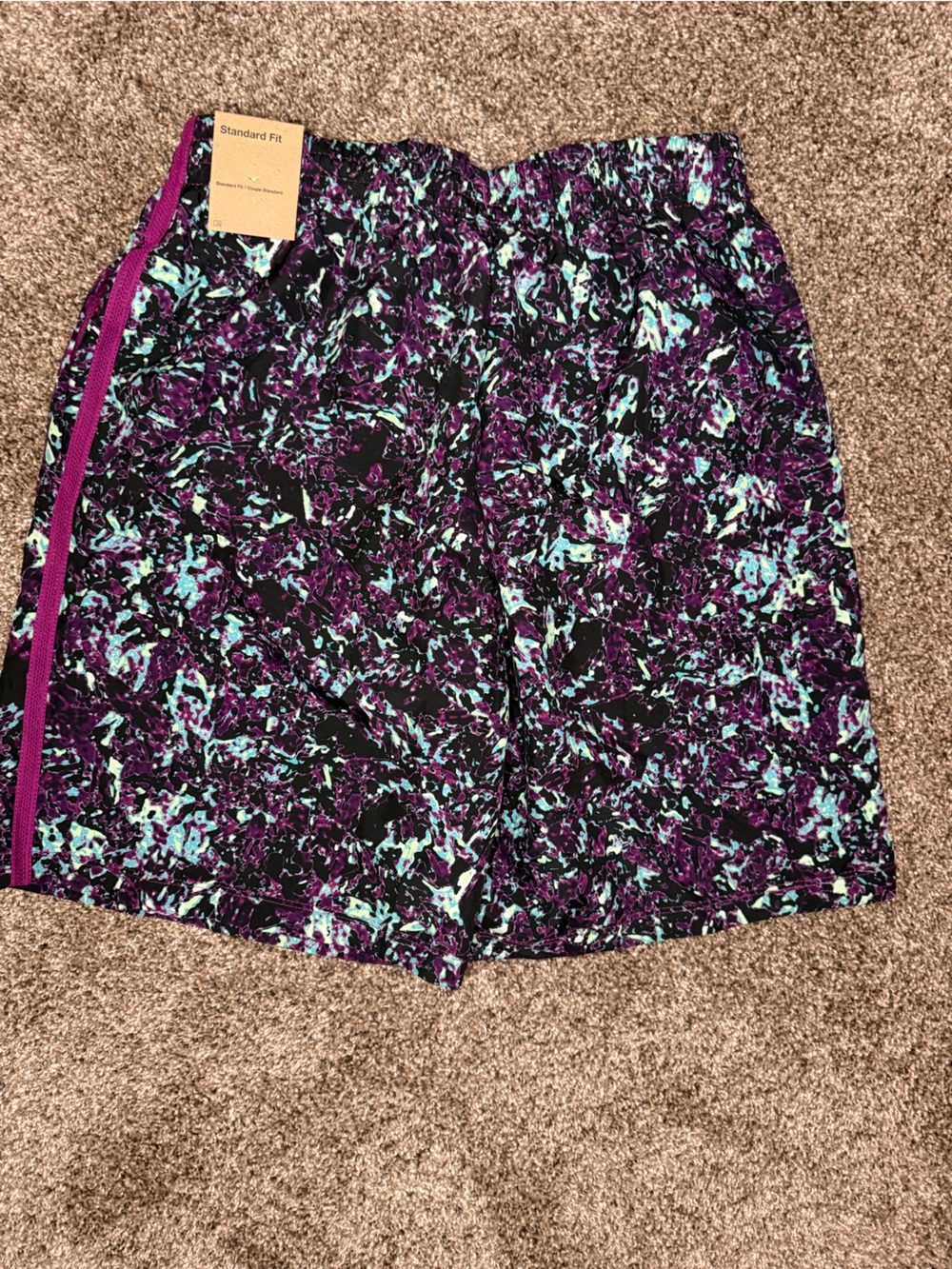 Nike Black Athletic Shorts with Purple and Teal Abstract Print - Picture 4 of 6